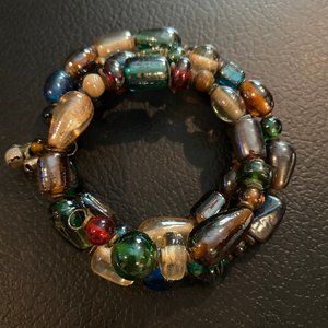 Glass bead Memory Wire Bracelet